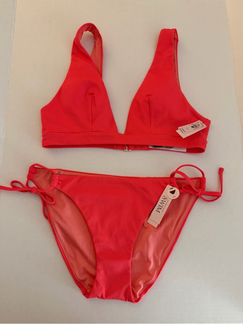 Victoria's Secret Coral Ribbed Bikini Top